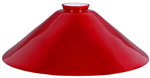 Schusterschirm Lampenglas Ersatzglas Ø 300mm Rot, Leuchtenglas rund Schusterglas Opalglas Glasschirm mit Kragen
