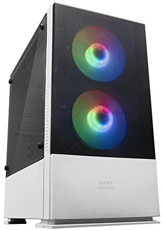 Mars Gaming MCZ, Premium Compact PC Custodia per PC, MicroATX, Panel + Front Mesh, Bianco