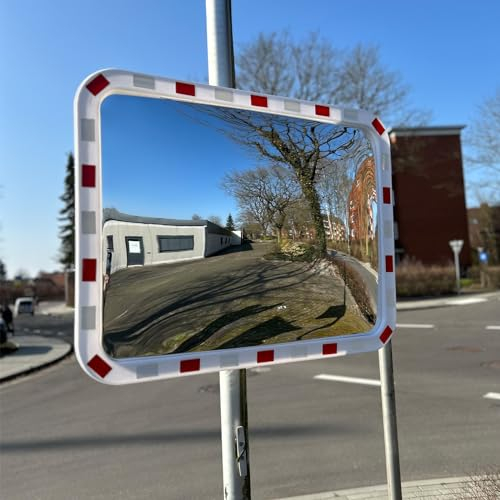 TRUTZHOLM Verkehrsspiegel eckig rot/weiß 60x80 cm Sicherheitsspiegel für innen und Außen
