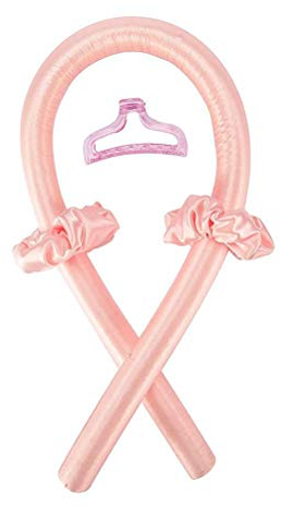 Enkomy Silk Hair Curler, Heatless Curling Rod DIY Hair Styling Tools, No Heat Curls Ribbon, Rosa