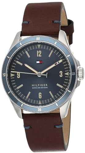 Tommy Hilfiger Analog Quarzuhr für Herren mit Braunes Lederarmband - 1791905