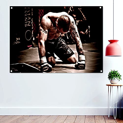 Wandtattoo, Motiv: Kickboxen, Wandkunst, Übung-Banner, Flagge, Tapisserie, Aufkleber, Fitnessstudio, Wandtafel, Boxhalle, Heimdekoration, 96 x 144 cm