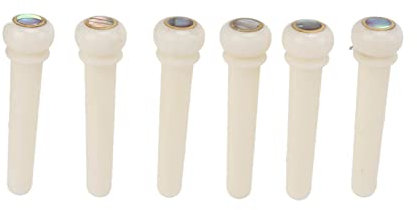 Eujgoov 6Pcs Guitar Bridge Pins, Colors Beef Bone Pins Ersatz mit Abalone Dot für Folk Guitar Ukulele(BF- weiß 05)