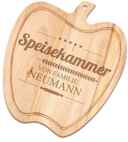Maverton Holzapfel Servierbrett mit Gravur, Schneidebrett aus Buchenholz | Größe: ca. 32x28cm, für Paare, zum Hochzeitstag, zur Hochzeit, zu Weihnachten, Speisekammer