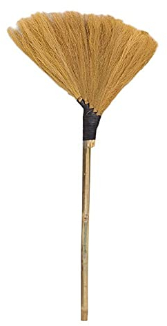 JYCCH Escoba Batidor, Escoba De Paja con Mango Largo De Bambú, Polvo De Barrido Largo Suave A Prueba De Polvo Escoba Tradicional Resistente Al Desgaste Hecha A Mano Agh (Color : Gold, Si