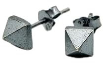 ZLING 925 Sterling Silber Pyramide Niet Ohrringe Kreative Persönlichkeit Vintage Oxidation Schwarz Ohrring Schmuck