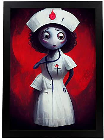 Nacnic Rational-Krankenschwester-Kunstdruck im T. Burton-Stil – Illustrationen von Berufen und Handwerken inspiriert von Gothic und Dark Kunst – Design und Innendekoration – A4