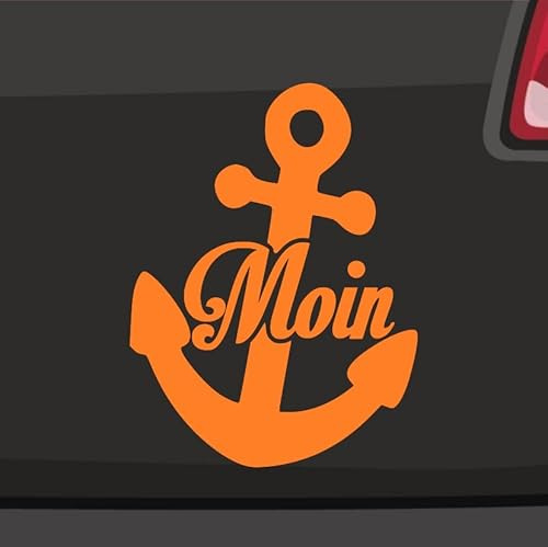 Generisch Anker Moin Aufkleber Sticker Rügen Sylt Norden Wasser Nordsee Ostsee See 27x20cm Farbe: Orange