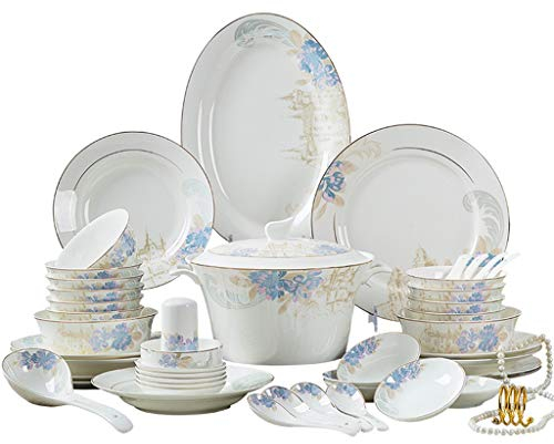 Vajilla elegante de cocina nórdica, juego de mesa de comedor con patrón Floral, juego de vajilla de cerámica, juego de platos y cubiertos Menaje de cocina