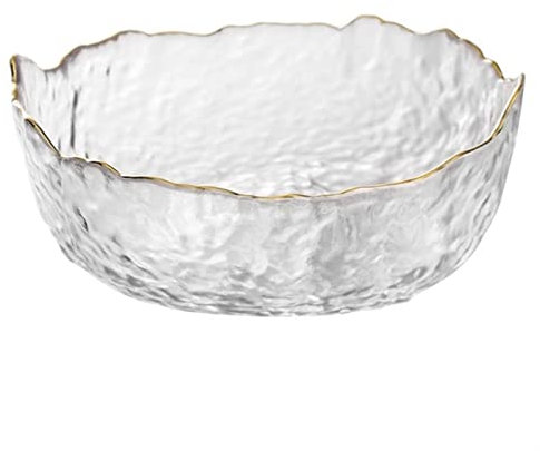 Dinner plate Bowls Irregular Gold Inlay Edge Glass Salad Bowl Fruit Rice Serving Bowls Food Storage Container Lunch Bento Box Decoration Tableware (Color : L)
