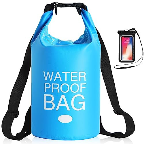 Boot Dry Bags - 10L wasserdichte Tasche mit Handytasche, Schultern, Nassbeutel, Rucksack für Bootfahren, Kajakfahren, Angeln, Rafting, Schwimmen, Surfen, Skifahren, Camping, Radfahren, Wandern, Strand