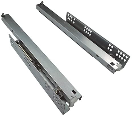 Guía Cajón Juego Guías, Carril Extracción Total, Guía Rodamientos Laterales 50 kg de Peso, con Regulación Lateral, Sistema Cierre Suave, para Cajones de Cocina y Armario (550MM)