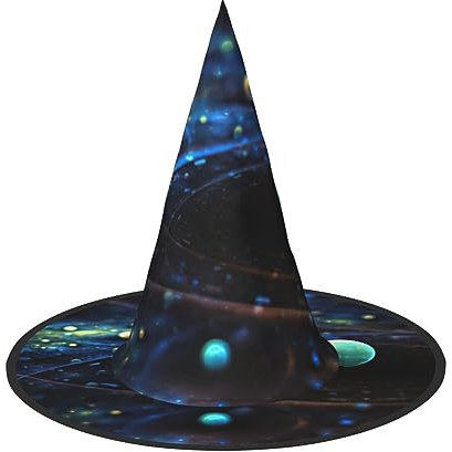 Weltraum Planeten Druck Faltbare Spitze Erwachsene Hexen Hüte Zauberer Halloween Cosplay Zubehör Für Frauen
