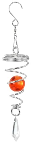 PATIKIL 8 Gazing Kugel Spirale Ende Dekorative Windräder 1 Kristallglas Kugel mit Hänger Drehhaken für Innen Außen Garten Dekoration Rot