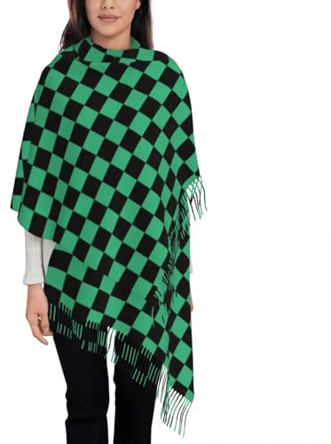 ZISTRCBAO Winterschal Für Damen, Damenschal Mit Quaste, Dämonentöter, Abstrakter Langer Winter-Herbstschal, Wickeltuch, Kamado Tanjirou, Anime-Kaschmirschal Für Den Täglichen Gebrauch