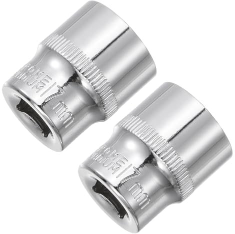 sourcing map 2Pcs 3/8-inch Drive 17mm Cr-V 6-Point Shallow Socket