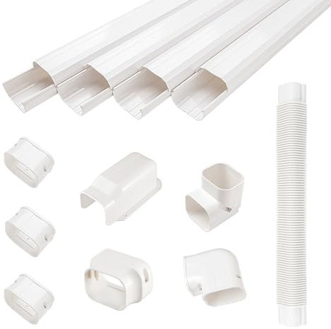 GUYAAC Set di mini split line, kit di copertura decorativa in PVC per condizionatore d'aria, adatto per pompe di calore, larghezza 10,2 cm, lunghezza 4,1 m