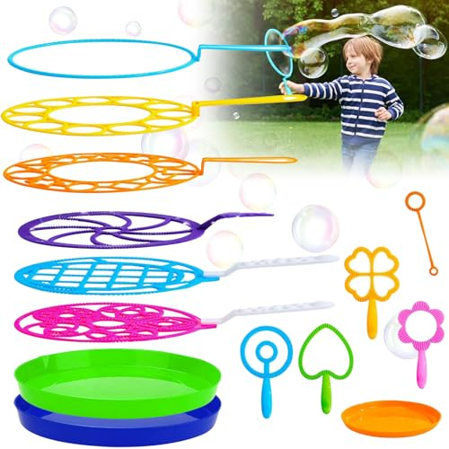 Riesenseifenblasen Bubbles Kids, 14 Stück Große Seifenblasen Set, Seifenblasen groß, Spiele Für Draußen, Kindergeschenke Indoor und Outdoor Spielzeug, Hochzeit Gartenspiele, für Kinder & Erwachsene
