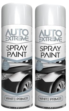 PEBBLE HUG All Purpose Spray Paint, White Primer Aerosol Paint, Ideal and Perfect Finish for Cars, Bikes, Vans, Metal and Wood, Quick Drying, Safe and Durable, 250ml (2 Pcs)