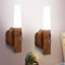 Ulsam 2 Pcs USB Rechargeable Wireless Wall Lights, Wood Motion Sensor Lights Indoor, 3 in 1 Portable Flashlight Light, Removable Magnetic LED Night Light for Corridors Cabinets Wardrobes Kitchens