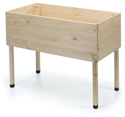 Zestri Hochbeet mit Füßen Natur unbehandelt | 100x50x80 cm aus Holz | Garten Terrasse Balkon | Kräuterhochbeet Kräuterbeet Gemüsebeet