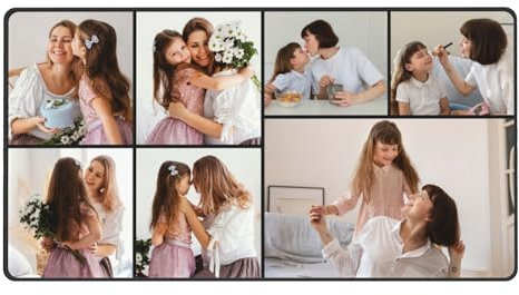 Customised Large Mouse Mat with Collage 7 Photos, Personalised Non-slip Mouse Pad with Pictures/Text/Logo, Design Desk Mats for Gifts for Birthday Christmas Anniversary New Year, 40x75cm