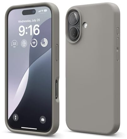 elago Premium Liquid Silikon Hülle Kompatibel mit iPhone 16 Hülle, Ganzkörper Handyhülle, Stoßfest, Schlanke Handyhülle, Kratzfester weicher Mikrofaser-Innenfutter, 6.1 Zoll (Mittelgrau)