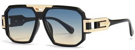 Junsika Übergroße Retro Sonnenbrille für Herren Modische Quadratische Pilot Vintage Designer Sonnenbrille