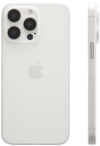 NUCASE Custodia per iPhone 15 Pro MAX Ultra Sottile (Original Ultra Thin Case 0,35 mm). Design ultra sottile, pulito e minimalista con una vestibilità elegante e naturale. (Bianco T.)