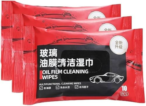 ​​​Wipes for Quick Cleaning of Oil Film, Auto Glass Oil Film Removal Wipes, Auto Cleaning Wipes, Multifunctional Cleaning Wipes, for Car Window Remove Water Stains (3 Box)