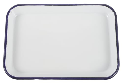 Happyyami Emaille-Backblech 17.32X13.39X1.26 Zoll Rechteckig Weißes Serviertablett Für Backen Grillen Und Servieren Spülmaschinenfest Für Küche Und Familienessen