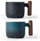 ERBO 2er Set Espressotassen 70 ml, Premium Espresso Tassen mit Henkel, Mini Teetasse Kaffeetasse aus Keramik, Kleine Espressotassen, Espresso Mokkatassen, Kaffeebecher für Espresso Tee (Schwarz+Blau)