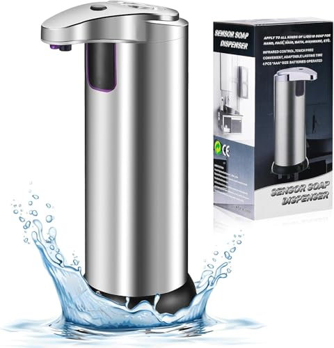 Automatischer Seifenspender Edelstahl mit Infrarot-Sensor – Berührungslos, Nachfüllbar, 280 ml – Elektrischer Seifenspender [Batterie Nicht Enthalten], Ideal für Küche und Badezimmer