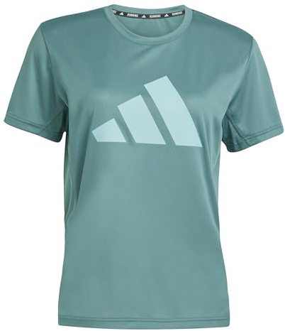 adidas Women's Run It Stripes Tee, Preloved Teal, XS