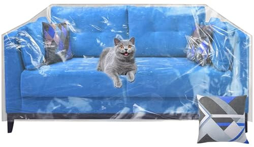 Fyeme Kunststoff Couch Abdeckung Sofa Überzug 2 Sitzer Wasserdicht Staubschutz Sofa Überzug für Verhindert Schäden Durch Staub Schmutz Haustiere (2 Sitzer)