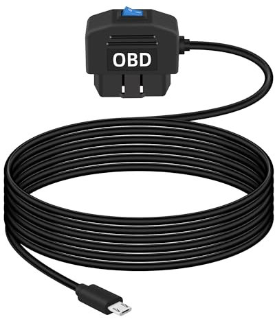 GELRHONR MICRO AUTO OBD-Stromkabel für Dashcam, Electronic Vehicles OBD Dashcam Hardwire Kit, AUTO OBD2 to Micro USB Adapter with Switch Button 24 Hours Surveillance and Acc 2 Mode 12-24 V