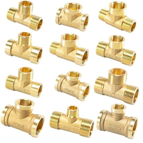 Pneumatische Sanitär-Messingrohrverschraubung, Außen-/Innengewinde, 1/8, 1/4, 3/8, 1/2 T-Stück, Kupferanschlüsse, Wasser-Öl-Gas-Adapter(Male-M-F,1/4)