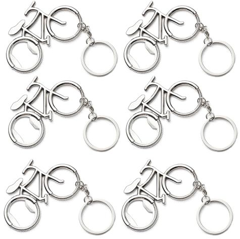Lot de 6 décapsuleurs en acier inoxydable en forme de vélo pour porte-clés