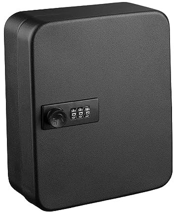 Feriuzymix Schlüsselschrank, Sicherheitsschlüsselbox, platzsparend, für Hotels, Schränke, Wand, Schwarz, 28 Haken