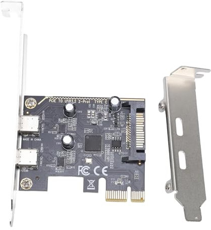 Scheda PCI Express 2 Porte USB 3.2 Gen 2 Type C, Adattatore da PCIe a USB C, Scheda di Espansione con Chip ASM1042, 5Gbps per PC Desktop