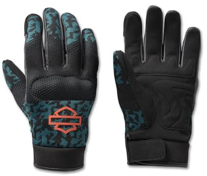 Harley-Davidson Motorradhandschuhe für Herren, Mesh, Blau, Camo, 98137-23VM, Blau, Größe XL