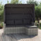 Emmtore 3-Sitzer-Gartensofa mit Dach und Fußhocker Sofa Couch Rattanmöbel Gartenmöbel Sitzgruppen Garten Terrasse Balkon Grau Poly Rattan