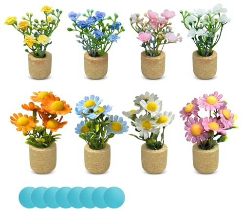 Flintronic Mini Vase Magnet, 8 Stück DIY Minivasen Geeignet, 3D Kork Vase Kühlschrank Magnete mit Plastik Trockenblumen, Bud Vasen Magnetisch für Kühlschrankzubehör, Küche, Büro