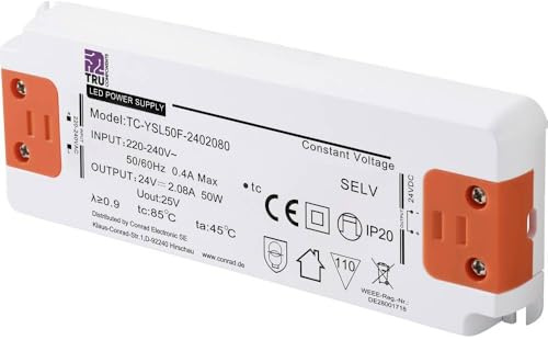 TRU COMPONENTS TC-YSL50F-2402080 LED-Trafo Konstantspannung 50 W 2.08 A 24 V/DC Möbelzulassung, Überspannung, Montage a