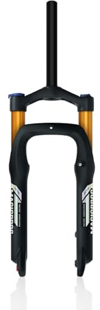 HZXQCVB Forcella Ammortizzata per Fat Bike 20/26x4,0 MTB Forcella Anteriore Ad Aria Tubo Diritto da 1-1/8'' QR Freno A Disco Escursione 100mm Regolazione del Ritorno(Gold,20in)