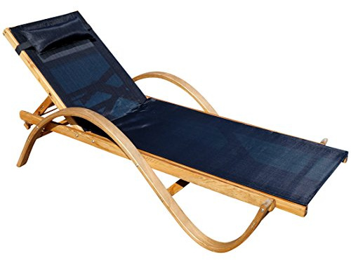 ALEOS. Sonnenliege Paraiso aus Holz Lärche mit Kopfpolster Gartenliege Holzliege Liege, Farbe:Schwarz