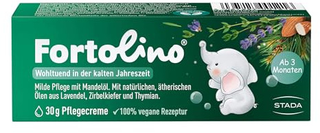 Fortolino Creme für empfindliche Baby- und Kinderhaut, mit Mandelöl, 30g | 100% Vegan, Frei von Silikonen & Farbstoffen, Dermatologisch getestet, Ab 3 Monaten, Mit Lavendel & Mandelöl