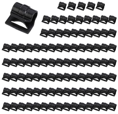Yuanpgky Zeltstangenhaken für Camping und Wohnwagen-Vorzelt, Kunststoff-C-Clips Kleiderbügel mit 9–25 mm Innendurchmesser, kompatibel mit Zeltstangen und Stützgestellen (9 mm), 100 Stück