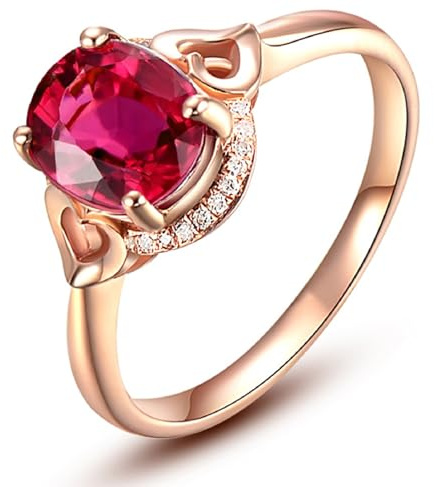 Wycian Freundschaftsringe Best Friends Wedding Ring Gold 18K Im Labor Hergestellter Rubin Ovales Hohl Größe 50 (15.9) Massiv, Nicht Plattiert Aktualisierung 3.0 für Lesben Danksagung Schmuck