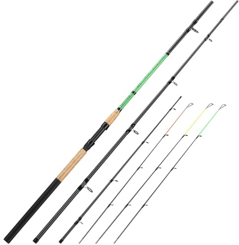 Sougayilang 3-teilige Feeder- und Karpfenrute, Angelrute aus Kohlefaser, 11ft und 12ft, mit 3 Spitzen (S, M, L), Eva + Korkgriff, leichtes Design für das Karp Angeln von Süßwasserfischen-3.3